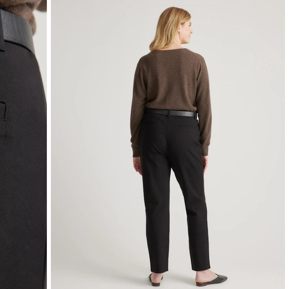 Quince Ultra Stretch Ponte Straight Leg Pants Trousers Solid Black Size M Petite - Picture 3 of 12